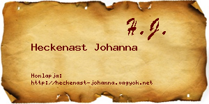 Heckenast Johanna névjegykártya